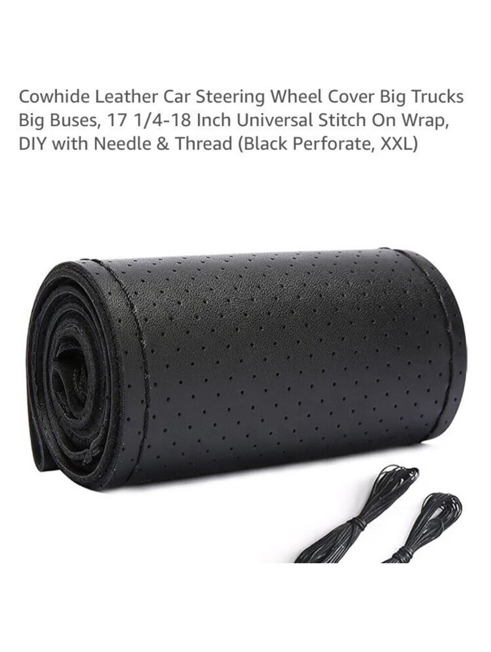Cowhide Leather Laced Steering Wheel Cover (13-20 Inch) — DIY Stitch-On Wrap XXL